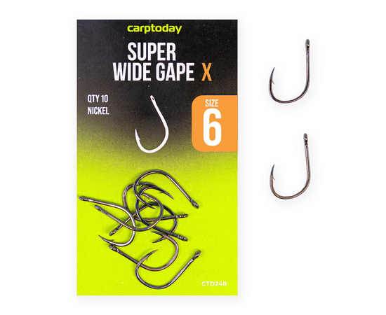 Крючки карповые Carptoday Super Wide Gape X Nickel, Размер крючка: №4