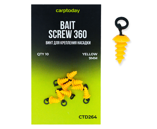 Винты пластиковые для крепления насадки с кольцом Carptoday Tackle Bait Screw 360 Plastic Yellow