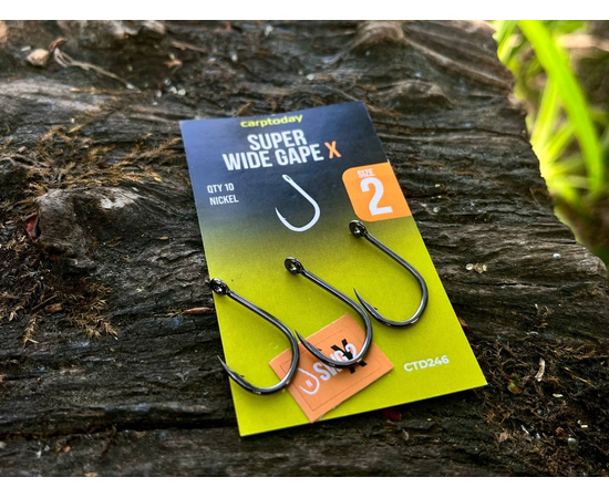 Крючки карповые Carptoday Super Wide Gape X Nickel, Размер крючка: №8, изображение 2