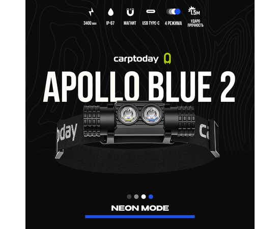 Налобный фонарь Carptoday Apollo Blue 2 с функцией подсвечивания лески синим светом, изображение 5