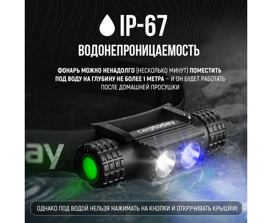 Налобный фонарь Carptoday Apollo Blue 2 с функцией подсвечивания лески синим светом, изображение 9